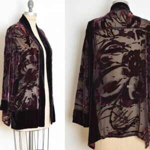 vintage 90s jacket Chico's burnout velvet kimono silk rayon whimsigoth top M L